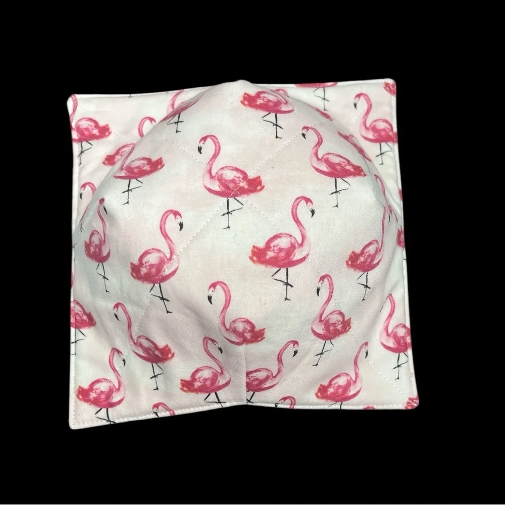 Hand Crafted Bowl Cozy Bowl Holder Microwavable  Cotton Pink Flamingo